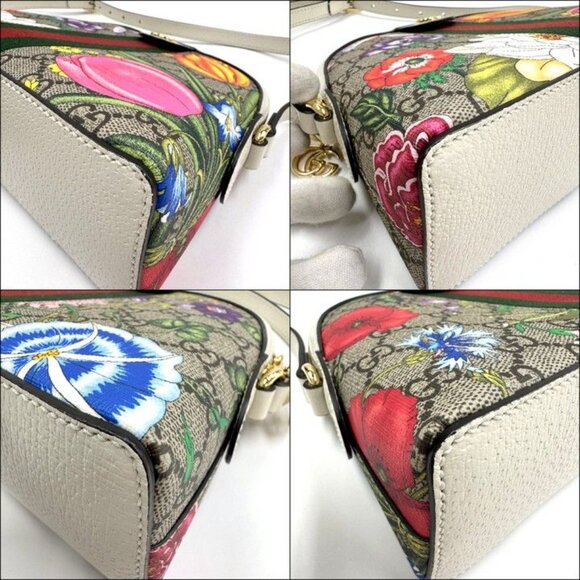 Gucci GG Flora Ophidia Shoulder Bag Supreme Khaki White - Picture 4 of 8
